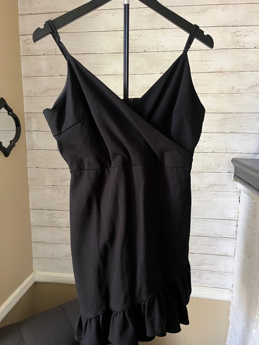 Lulu's Black Sleeveless Ruffle-Hem Mini Dress